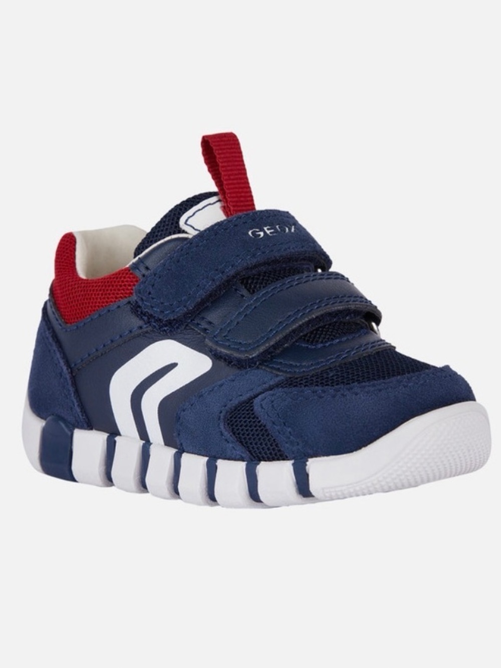 Geox Navy, Red and White Kids' Double-Strap Sneakers